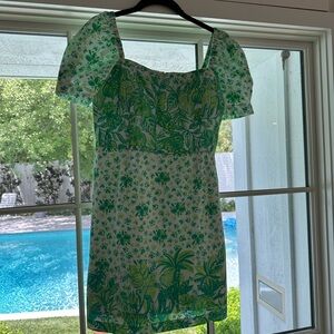 Lilly Pulitzer Green and White Floral Mini Dress